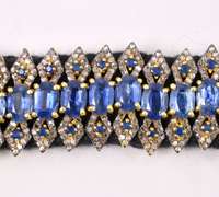 Ravishing 17.00CTW Genuine Kyanite, 2.00CTW Blue Sapphire, and 4.00CTW Diamond Bracelet in Gold Plated Sterling Silver