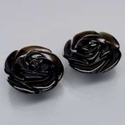 Detailed 9.63ct Tektite carved rose pair