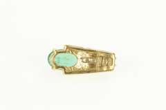 14K Yellow Gold Oval Emerald Diamond Grooved Statement Pendant