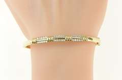 14K Yellow Gold 0.50 Ctw Diamond Cluster Banded Oval Bangle Bracelet