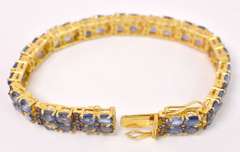 Dazzling 23.00CTW Kyanite & 2.03CTW Diamond Bracelet in Gold Plated Sterling Silver