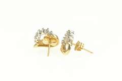 14K Yellow Gold Diamond Curvy Heart Love Symbol Stud Earrings