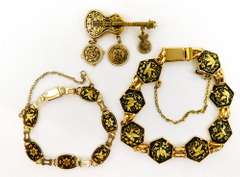 Collection of Vintage Spanish Damascene Jewelry
