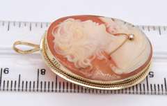 Handsome Yellow Gold Cameo Pendant Brooch