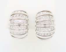 18K White Gold Diamond Omega Back Earrings