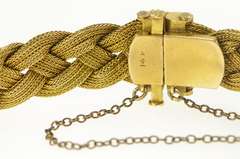 14K Yellow Gold 1950's Diamond Plait Braid Woven Chain Bracelet