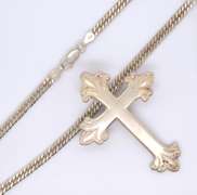 Vintage Sterling Silver Large Cross Pendant Brooch on Italian Chain