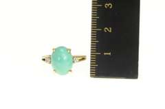14K Yellow Gold Oval Turquoise Diamond Accent Statement Ring