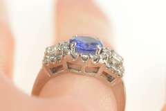 Platinum 1.55 Ctw Tanzanite Diamond Halo Engagement Ring