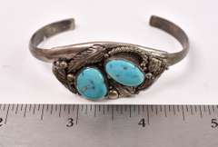 Vintage Turquoise Sterling Silver Bangle