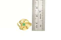 18K Yellow Gold 1960's Natural Emerald Retro Swirl Cocktail Ring
