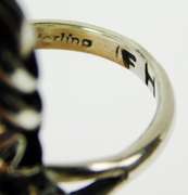 Signed FH Navajo Sterling Squash Blossom Ring, 6