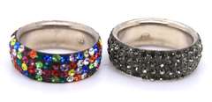 Group Lot of 2, 925 Sterling Silver Multi Color Cubic zirconia Rings