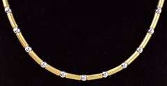 Stunning Bar and Bead Necklace in 18K Two-Tone Gold