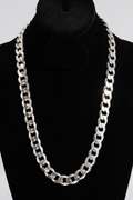 Italian .925 Sterling Silver 12.75mm Diamond Cut Curb Link Chain 24 Inches