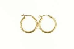 14K Yellow Gold Classic Rounded Simple Plain Hoop Earrings
