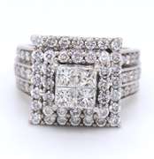Incredible White Gold approximate 3ctw Princess Cut Diamond Ring