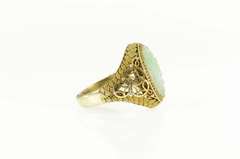 Silver Carved Floral Jade Ornate Woven Filigree Ring