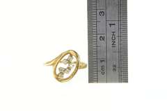 14K Yellow Gold Retro Diamond Oval Cluster Geometric Ring