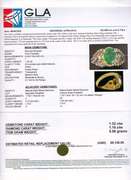 Fantastic 1.32CTW Natural Emerald & 1.10CTW Diamond Ring in Gold Plated Sterling Silver