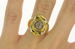 18K Yellow Gold Ornate Diamond Ancient Greek Coin Statement Ring
