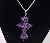Gorgeous Amethyst Cross & Chain in Sterling Silver