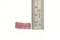 10K Yellow Gold Squared Ruby Cluster Row Statement Ring