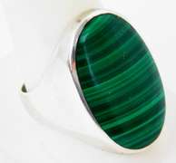 Men's Big & Bold Sterling Malachite Ring, Size 11