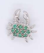 925 Sterling Silver Cubic Zirconia Crab Pin Brooch