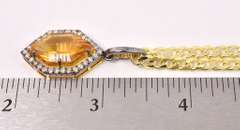 Gorgeous 12.95CTS Citrine & 1.80CTW Diamond Pendant Necklace in Gold Plated Sterling Silver