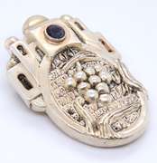 Frank Meisler Israel and Lapis Signed 925 Sterling Silver Pendant Brooch