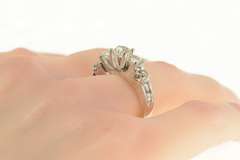 14K White Gold 2.46 Ctw Three Diamond Classic Engagement Ring
