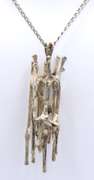 Vintage 925 Sterling Silver Brutalist Brooch Pendant on Italian Chain