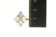 10K Yellow Gold Oval Opal Cabochon Diamond Cocktail Ring