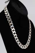 Italian .925 Sterling Silver 15.2mm Diamond Cut Curb Link Chain 20 Inches