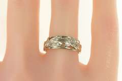 14K White Gold 0.25 Ctw 1940's Diamond Ornate Scroll Band Ring