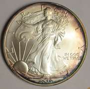 2003 Blue/Purple/Green Toned American Silver Eagle Uncirculated