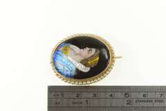 14K Yellow Gold R Blancher Limoges Ornate Pearl Oval Pendant/Pin