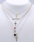 Group Lot of 5 Vintage 925 Sterling Silver Chains with Pendants