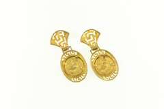 14K Yellow Gold Trojan Warrior Soldier Dangle Statement Earrings