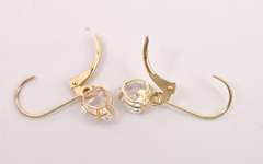 Lovely Heart CZ Earrings in 14K Yellow Gold