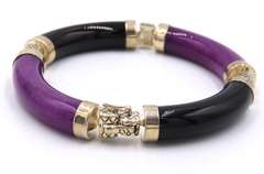 925 Sterling Silver Black Onyx and Jade Bangle Bracelet