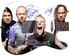 Metallica Autographed Facsimile Signed Custom Graphics Guitar