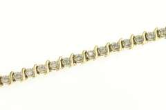 14K Yellow Gold 1.00 Ctw Diamond Classic Wavy Link Tennis Bracelet