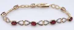 Vintage Sterling Silver Gemstone and Cubic Zirconia Tennis Bracelet