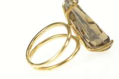 14K Yellow Gold 1960's Smoky Quartz Fantasy Cut Cocktail Ring