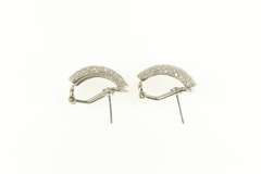 18K White Gold 3.00 Ctw VS Diamond Pave Encrusted Curved Earrings