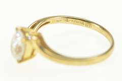 14K Yellow Gold Oval Three Stone Accent Travel Engagement Ring