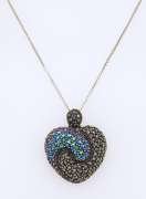 Set of Vintage Italian Sterling Silver Marcasite and CZ Pendant on Chain with Matching Ring and Earrings