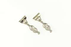 14K White Gold 0.80 Ctw Art Deco VS Diamond Orante Dangle Earrings